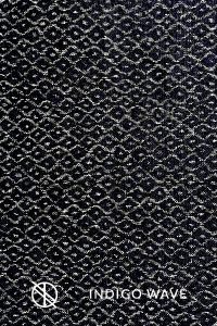 Authentic Japanese Indigo Cotton Fabric with Wave Print