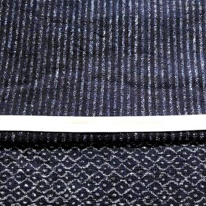 Japanese Indigo Soft Stripe Fabric with Indigo Japanese Fabric Wave Print Contrast from Japan made in Australia