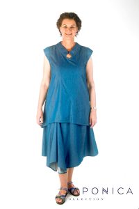 Asymmetrical Cotton Skirt in Plain Denim Japanese Cotton Fabric