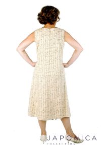 Asymmetrical Flared Skirt in Japanese Cotton Cream Script Print Fabric
